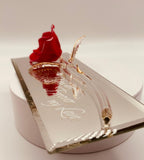 Red Rose Forever My Love Figurine with 22Kt Gold and Mirrored Base
