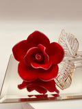 Red Rose Forever My Love Figurine with 22Kt Gold and Mirrored Base