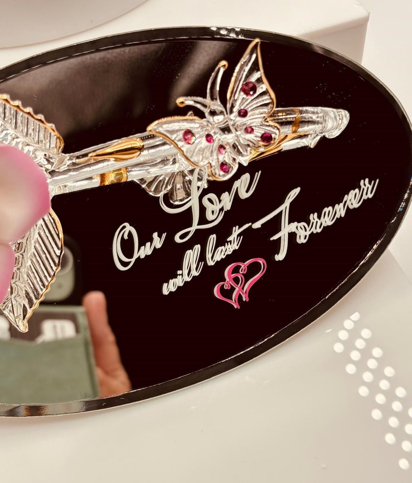 Love Forever Rose & Butterfly Figurine | Glass Romantic Love Gift