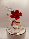 Handcrafted hummingbird and rose décor with crystal accents