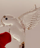 “I Love You” Hummingbird on Red Rose Figurine | Glass Romantic Décor