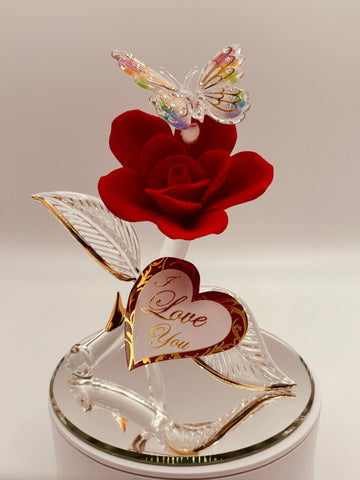 Handcrafted butterfly and rose décor with crystal accents
