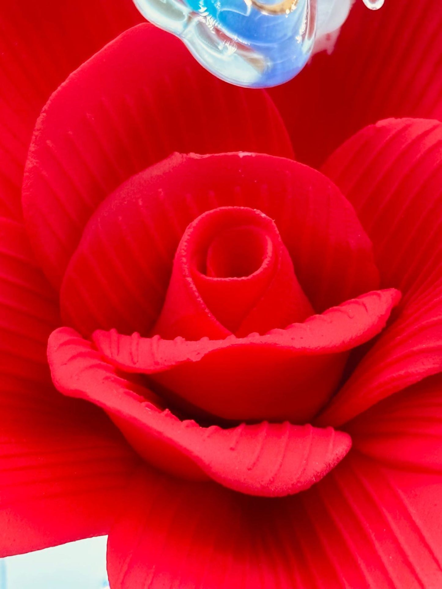 “I Love You” Butterfly on Red Rose Figurine | Glass Romantic Décor
