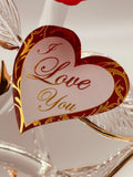 “I Love You” Butterfly on Red Rose Figurine | Glass Romantic Décor