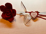 Long Stem Red Rose Glass Figurine with “I Love You” Message Handcrafted Gift