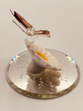 Butterfly on Daisy Glass Figurine | Handcrafted Nature Decor with Crystal Accents