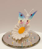 Rainbow Butterfly Daisy Figurine | Handcrafted Glass Nature Collectible