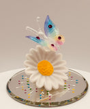 Rainbow Butterfly Daisy Figurine | Handcrafted Glass Nature Collectible