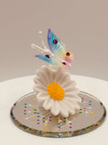 Rainbow Butterfly Daisy Figurine | Handcrafted Glass Nature Collectible