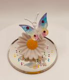 Rainbow Butterfly Daisy Figurine | Handcrafted Glass Nature Collectible