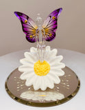 Sunburst Fairy Figurine | Handcrafted Glass Fairy on Daisy Nature Décor