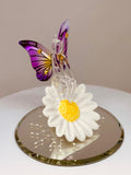 Sunburst Fairy Figurine | Handcrafted Glass Fairy on Daisy Nature Décor