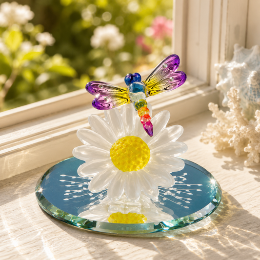 Dragonfly Figurine Glass Colorful Insect Collectible Small Desk Decor Gift