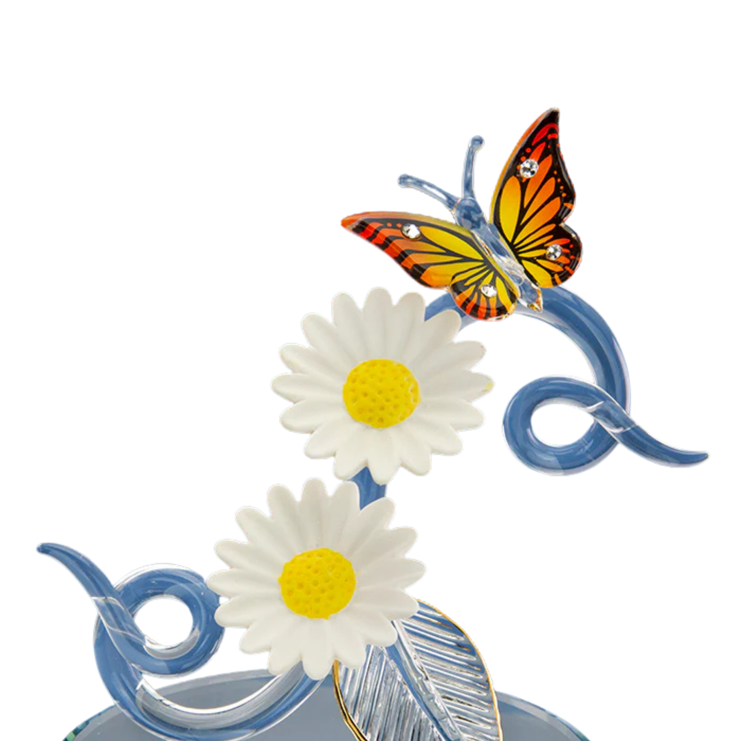 Butterfly Flower Glass Figurine Gift for Mom | Daisy Floral Decor Gift for Mother’s Day