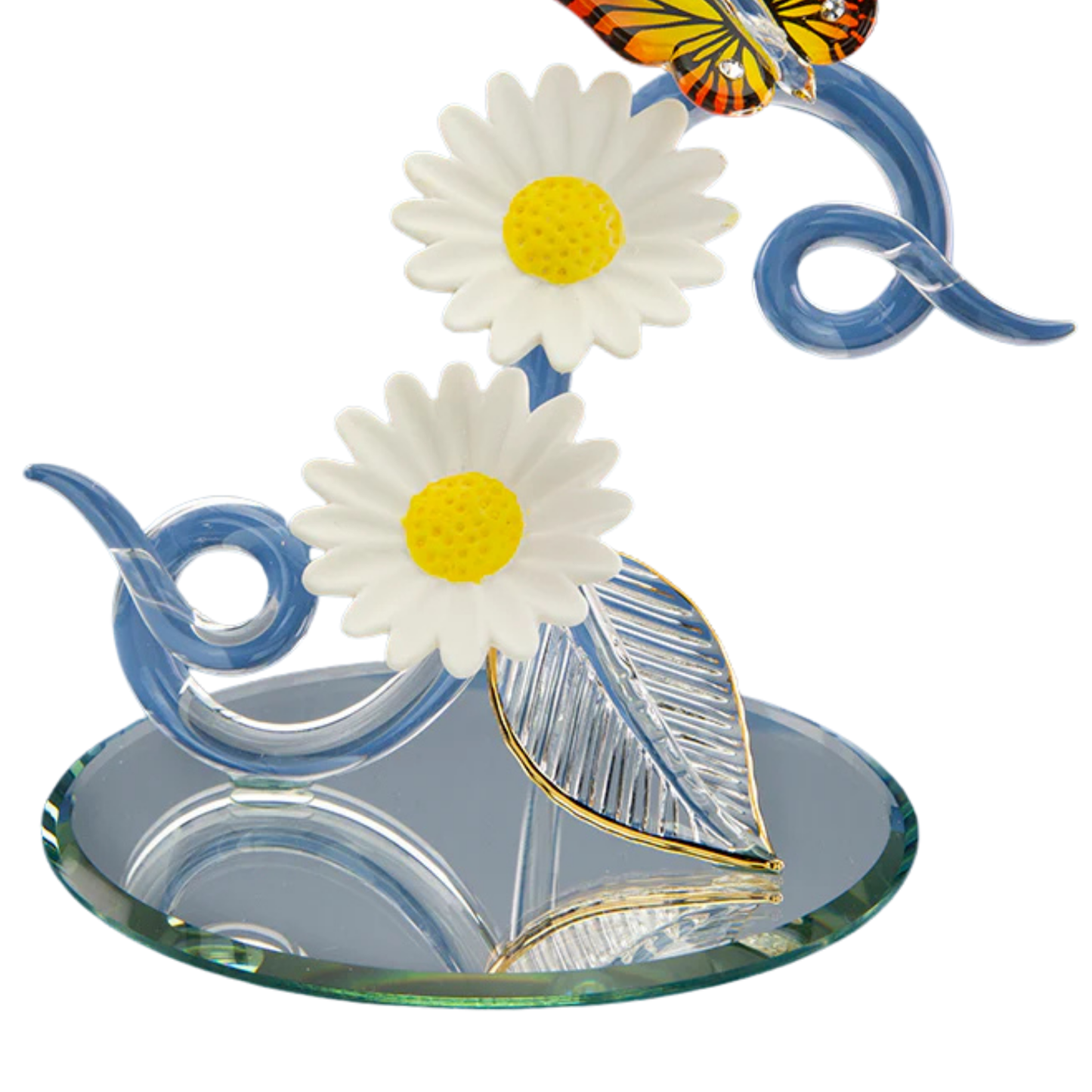 Butterfly Flower Glass Figurine Gift for Mom | Daisy Floral Decor Gift for Mother’s Day