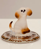 Handcrafted dog collectible with crystal accents and heart message