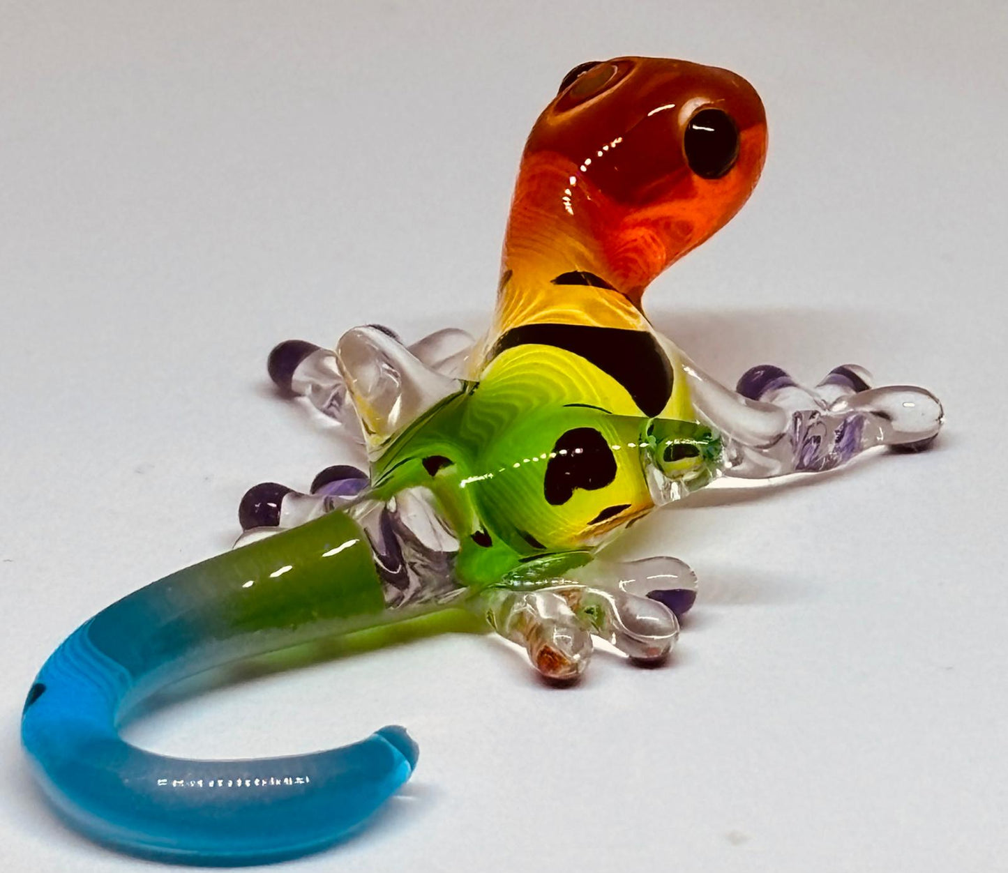 Colorful Gecko Figurine | Handcrafted Glass Gecko Decor Gift