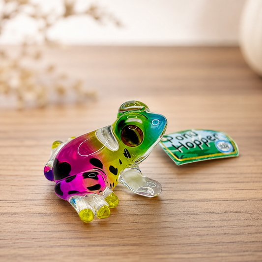 Mini Glass Frog Figurine Handcrafted Pond Hopper Frog Gift & Nature Decor