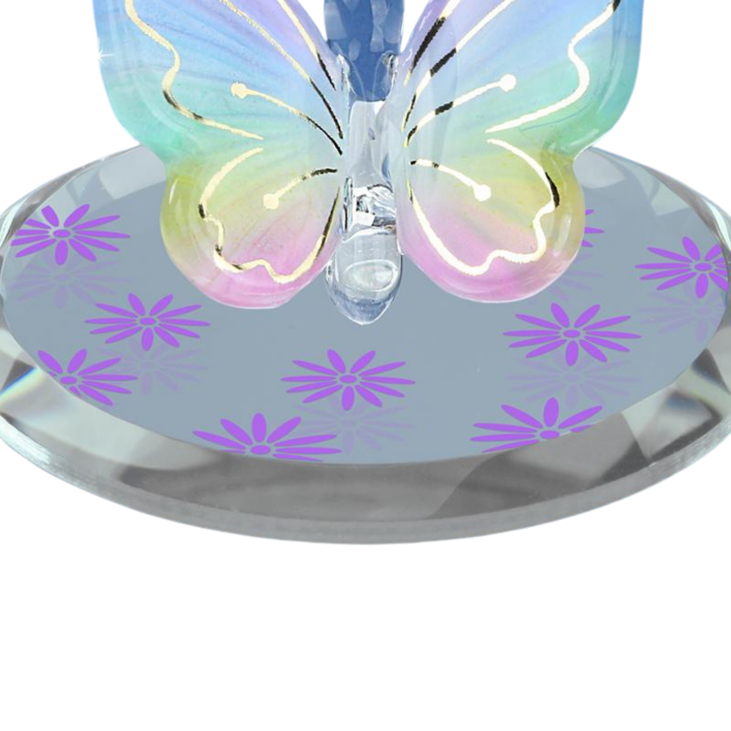 Lavender Rainbow Butterfly Figurine Handcrafted Glass Butterfly Decor