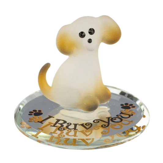 small glass dog figurine puppy with i ruv you message cute dog lover gift decor