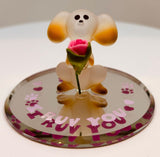 Puppy "I Ruv You" Figurine Handcrafted Glass Dog with Crystals Cute Gift for Dog Lovers