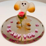 Puppy "I Ruv You" Figurine Handcrafted Glass Dog with Crystals Cute Gift for Dog Lovers