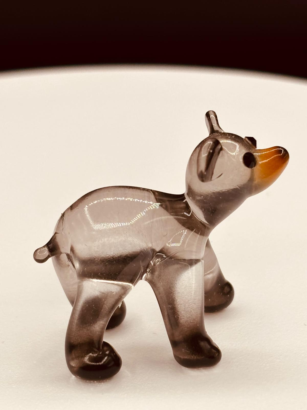 Black Bear Cub Figurine | Handcrafted Glass Bear with Crystal Eyes