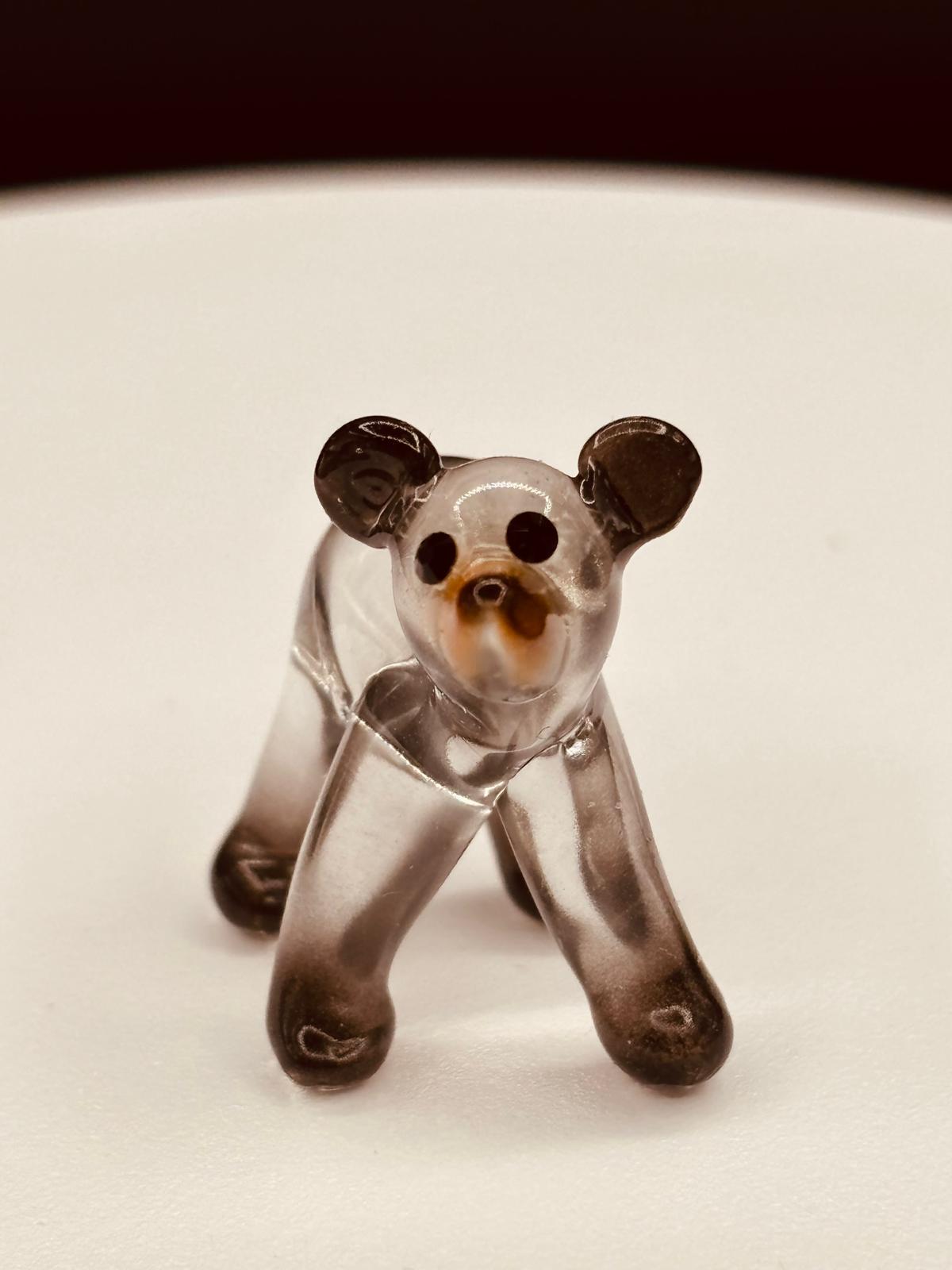 Black Bear Cub Figurine | Handcrafted Glass Bear with Crystal Eyes