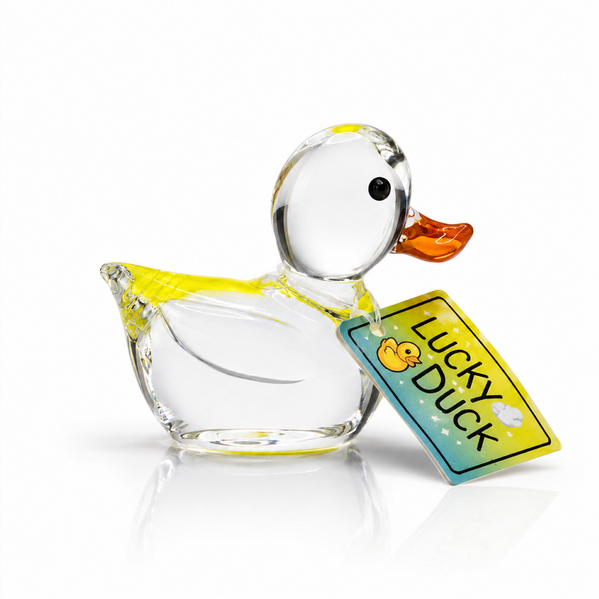 Duck Glass Figurine – “Lucky Duck” Handcrafted Miniature Gift Decor