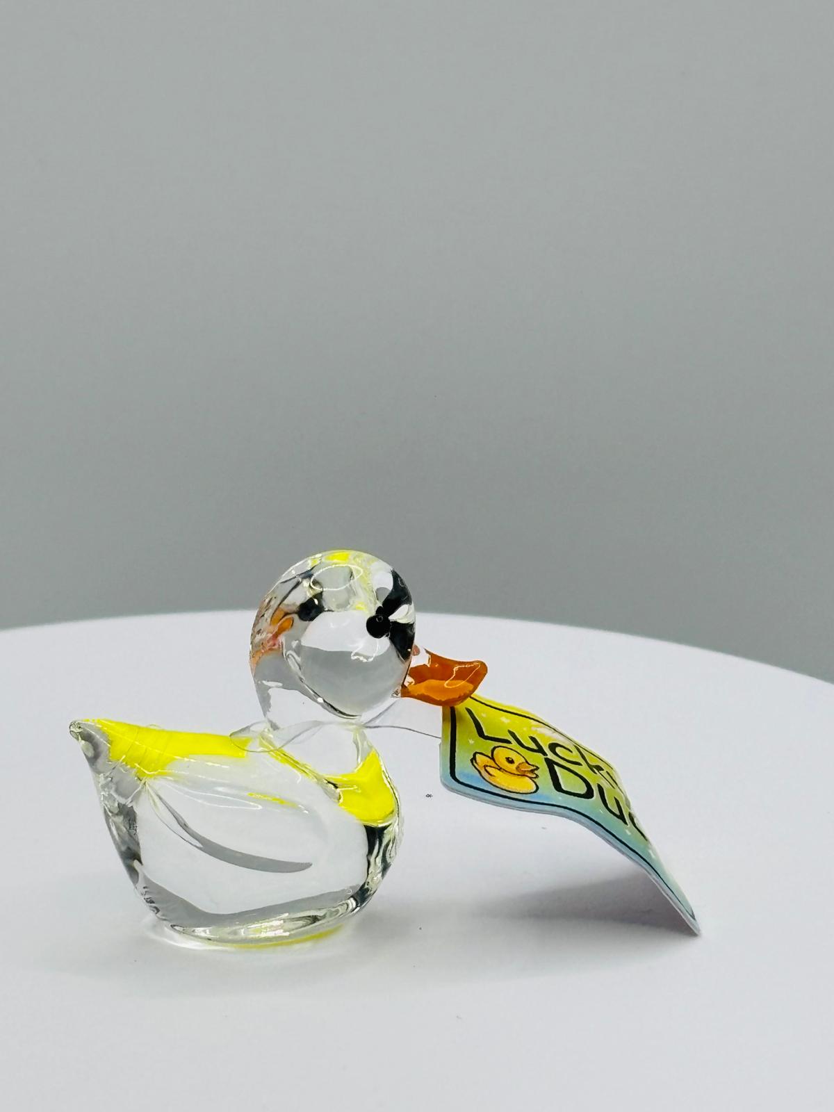 Duck Glass Figurine – “Lucky Duck” Handcrafted Miniature Gift Decor