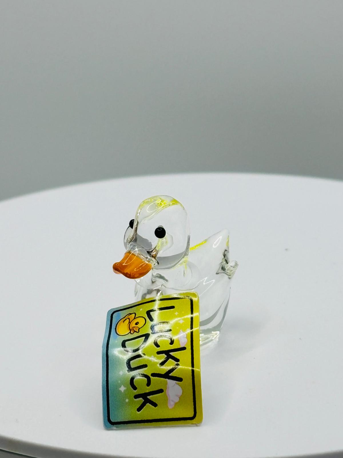 Duck Glass Figurine – “Lucky Duck” Handcrafted Miniature Gift Decor