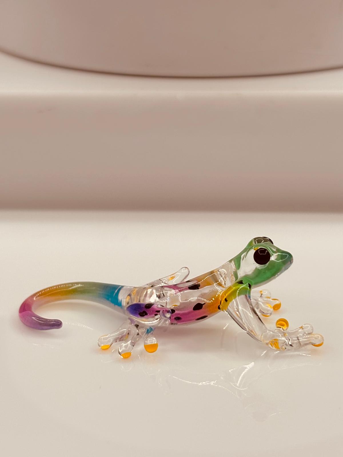 Little Gypsy Gecko Figurine | Handcrafted Glass Lizard Collectible Décor Gift