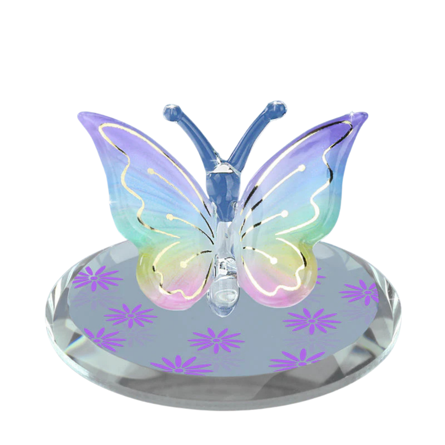 Lavender Rainbow Butterfly Figurine Handcrafted Glass Butterfly Decor