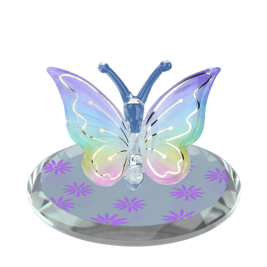 Lavender Rainbow Butterfly Figurine Handcrafted Glass Butterfly Decor