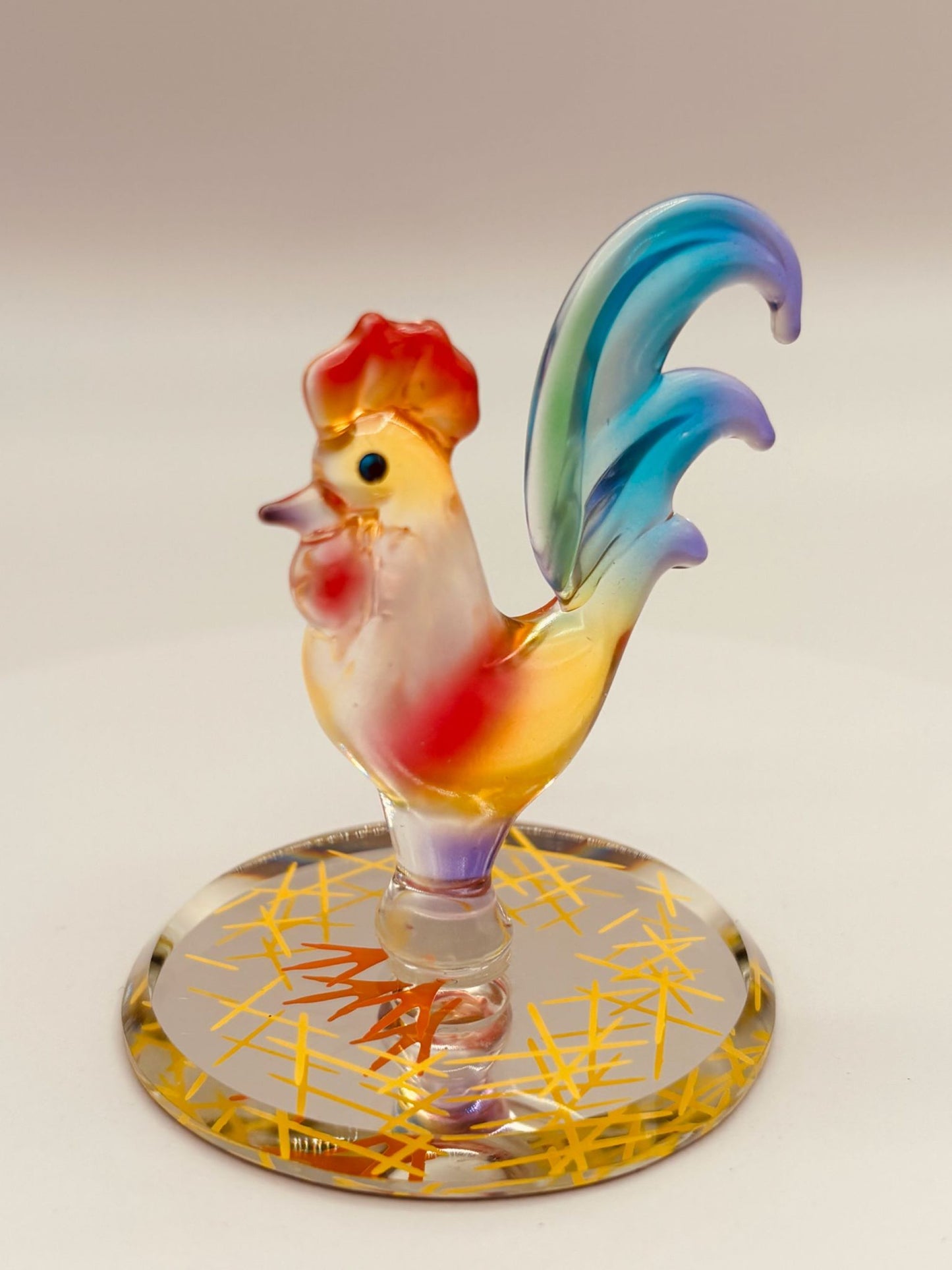 Sunrise Rooster Glass Figurine | Farmhouse Animal Collectible & Gift Decor