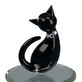 Black Cat Glass Figurine Handcrafted Cat Lover Gift Home Decor