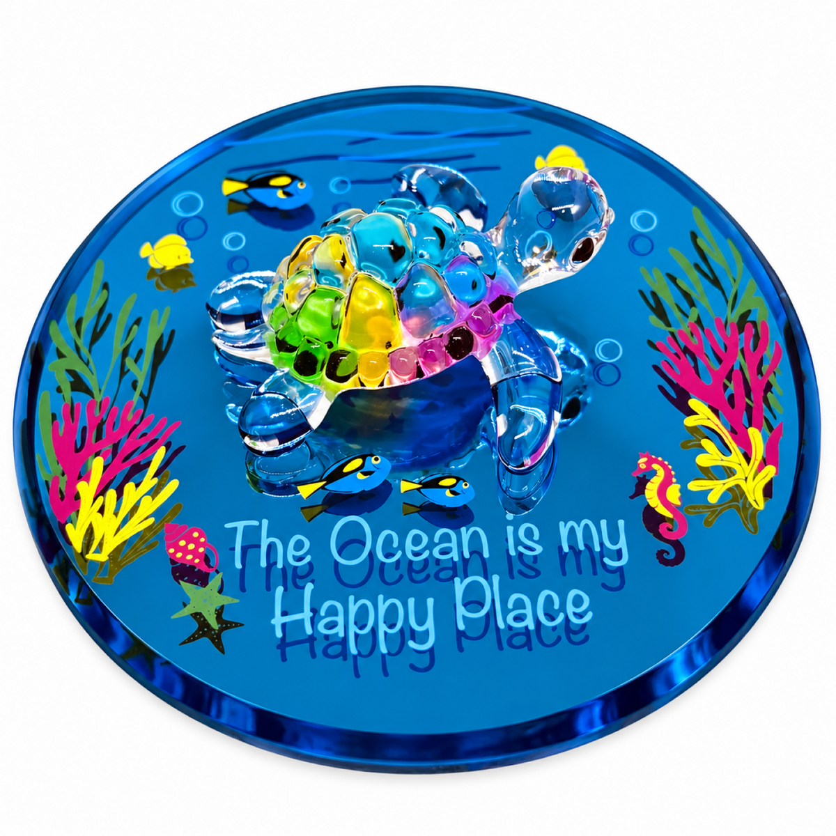 Glass Sea Turtle Figurine, Ocean Decor, Beach Gift, Ocean Lover Gift