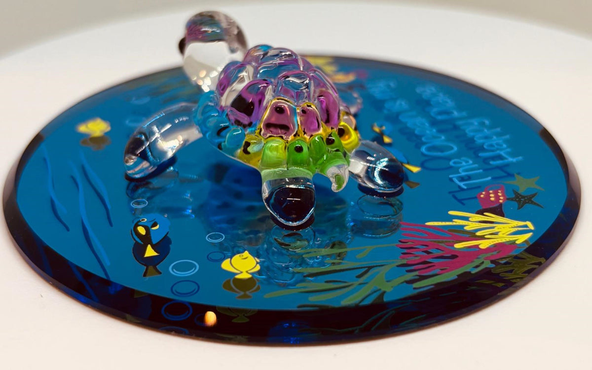 Glass Sea Turtle Figurine, Ocean Decor, Beach Gift, Ocean Lover Gift