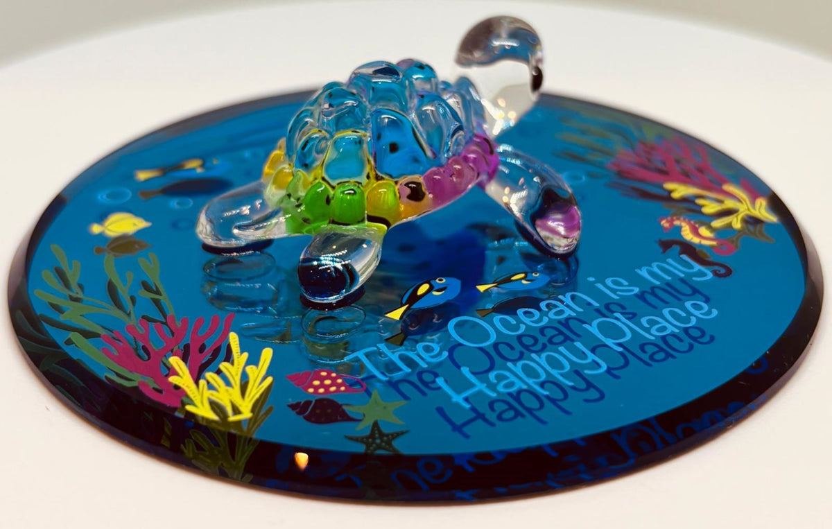 Glass Sea Turtle Figurine, Ocean Decor, Beach Gift, Ocean Lover Gift