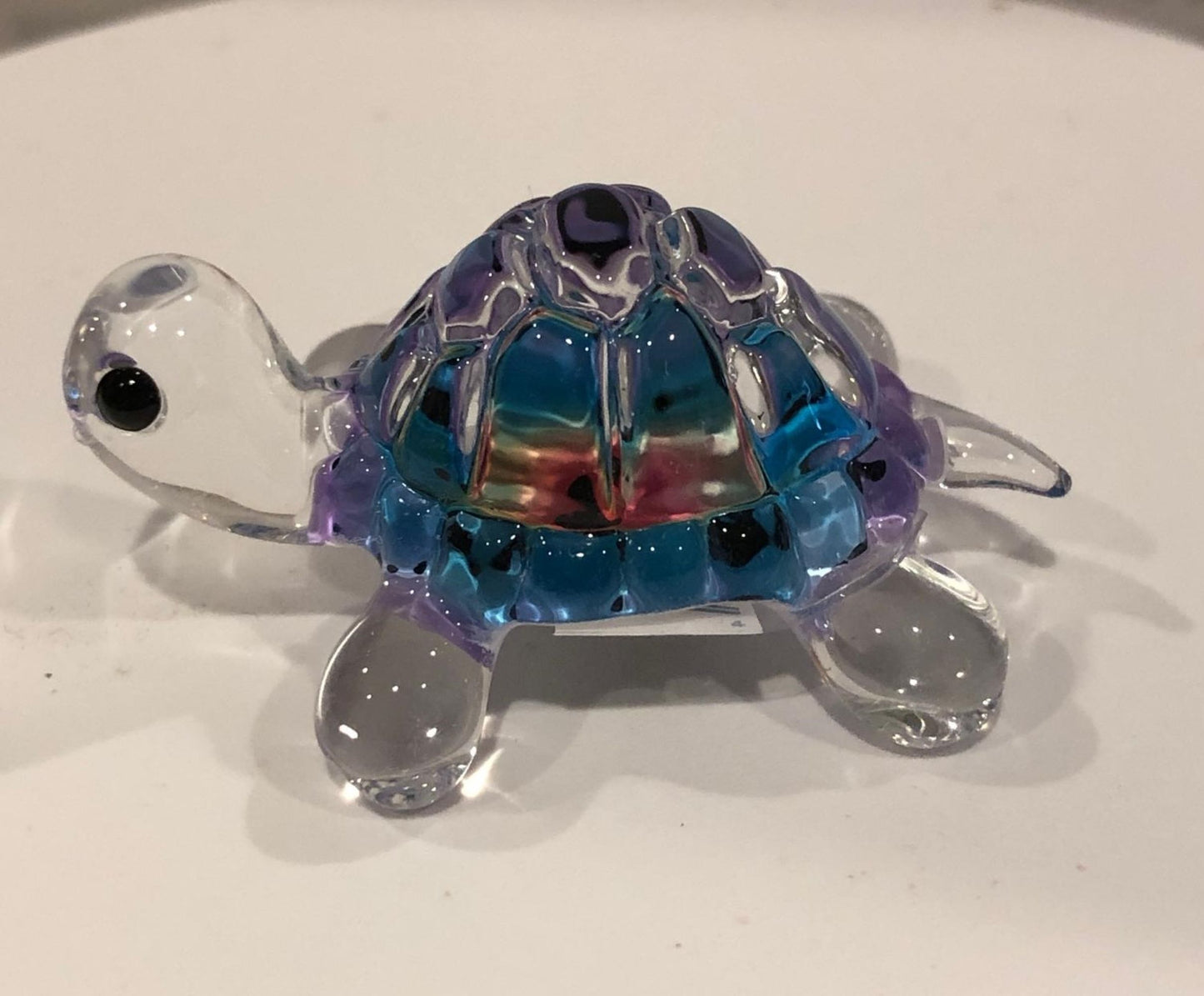 Snow Cone Turtle Figurine | Rainbow Glass Turtle with Crystal Accents