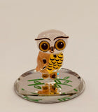 Glass Owl Figurine | Mini Animal Collectible | Wisdom Symbol Home Display Decor