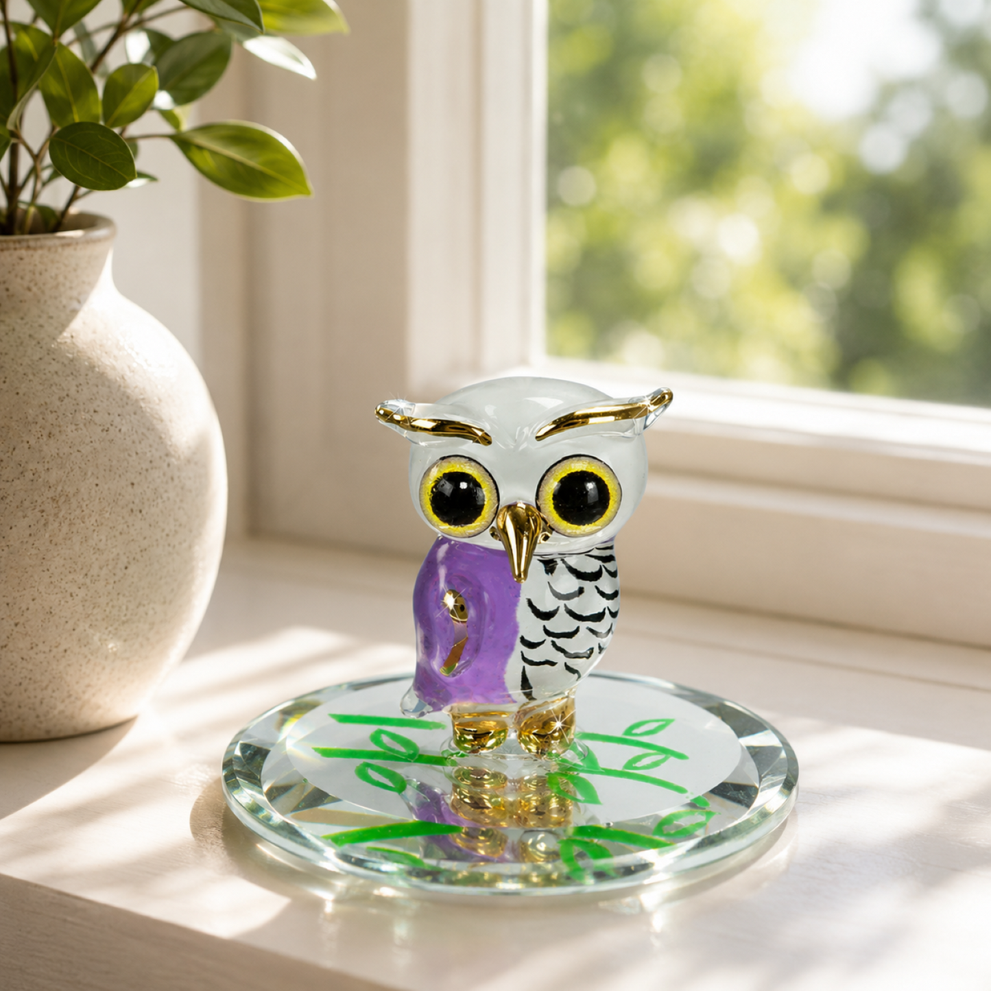 Handcrafted Glass Owl Figurine – Mini Owl Collectible, Bird Lover Gift, Owl Home Decor