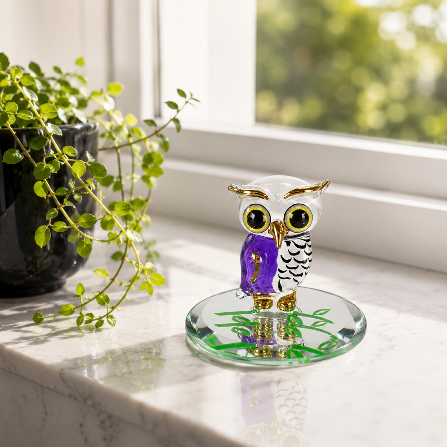 Handcrafted Glass Owl Figurine – Mini Owl Collectible, Bird Lover Gift, Owl Home Decor