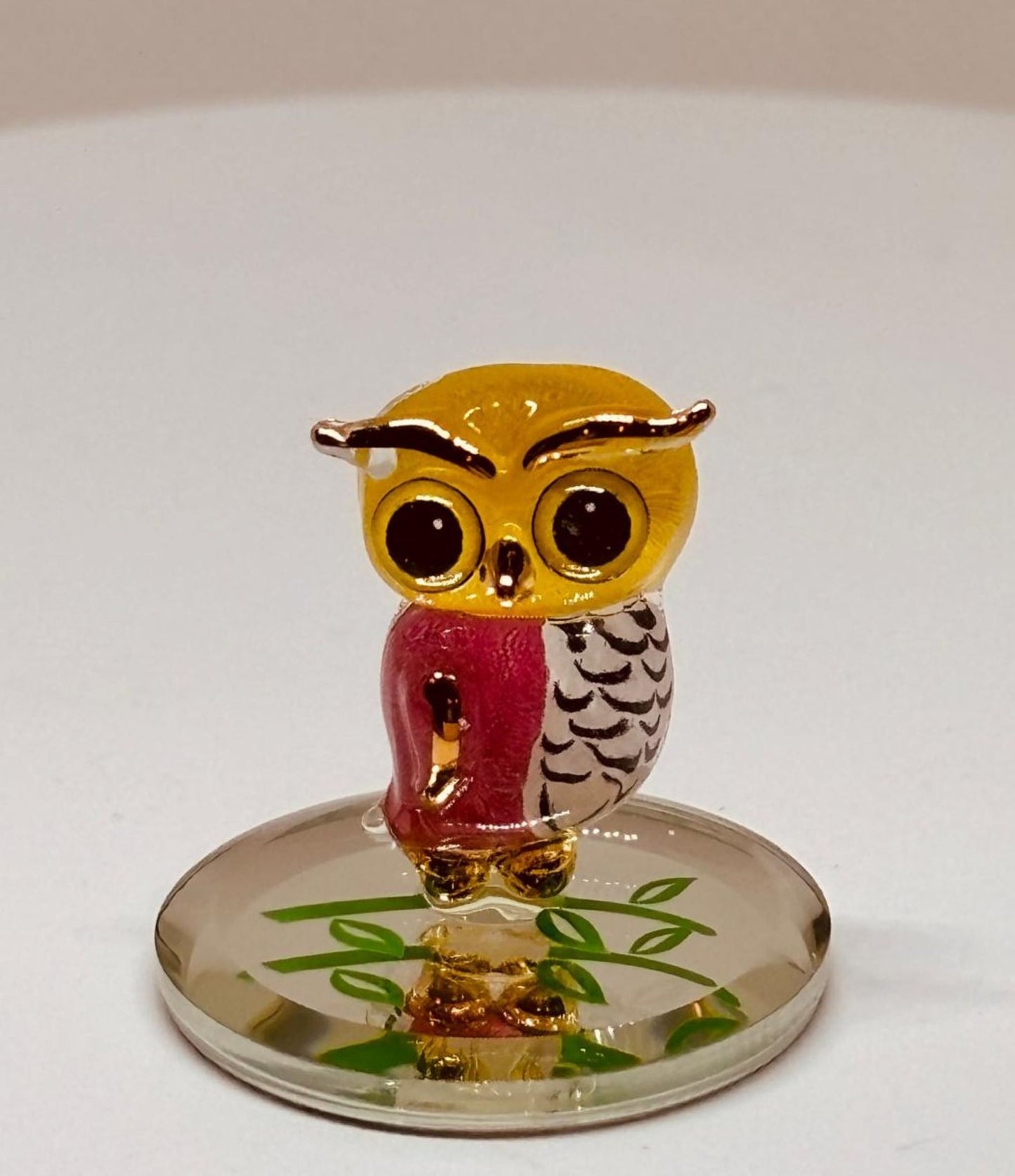 Owlet Figurine Handcrafted Glass Mini Owl Decor