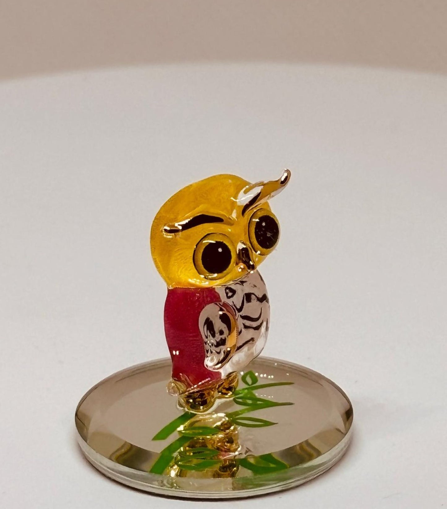 Owlet Figurine Handcrafted Glass Mini Owl Decor