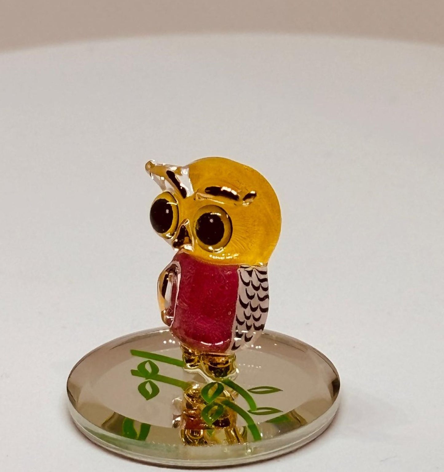 Owlet Figurine Handcrafted Glass Mini Owl Decor