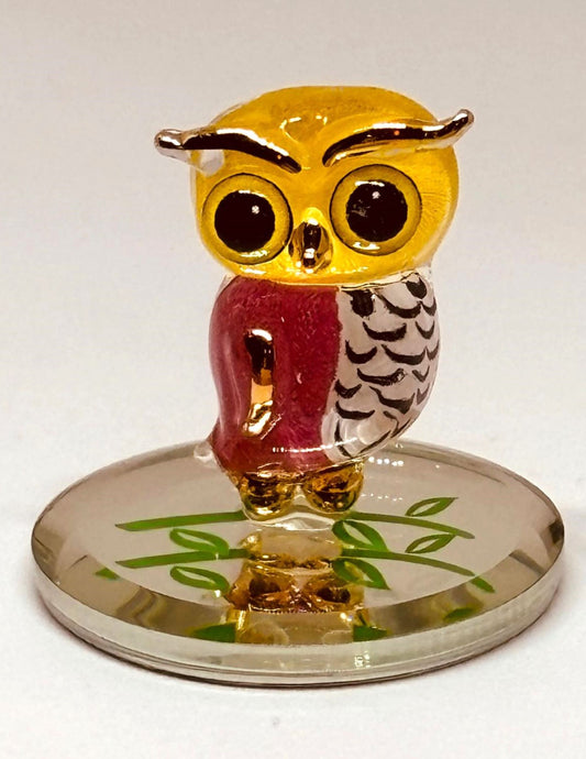 Owlet Figurine Handcrafted Glass Mini Owl Decor