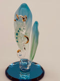 Sea Horse in Sea Grass Glass Figurine | Handcrafted Ocean Decor with Crystal and Gold Accents
