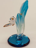 Sea Turtle Glass Figurine, Handcrafted Ocean Decor with Crystal and Gold Accents
