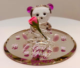 Handcrafted Glass Bear with Rose Figurine | I Love You Gift for Someone Special